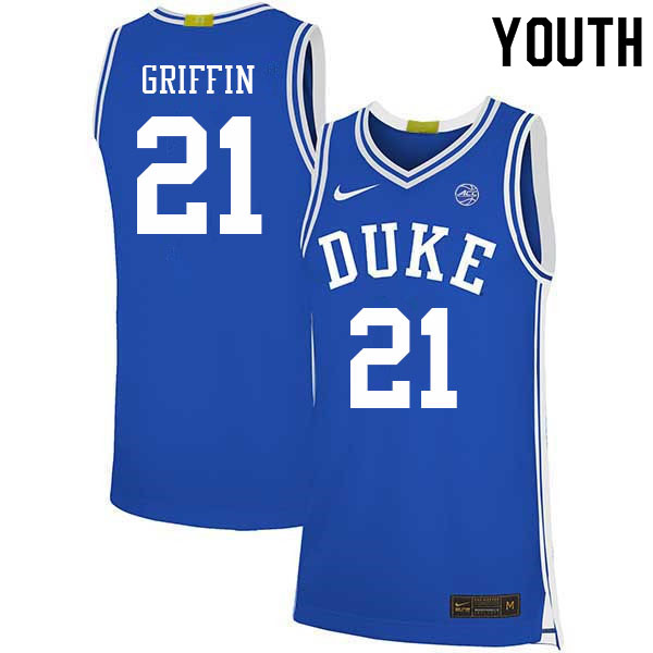 Youth #21 AJ Griffin Duke Blue Devils College Basketball Jerseys Sale-Blue